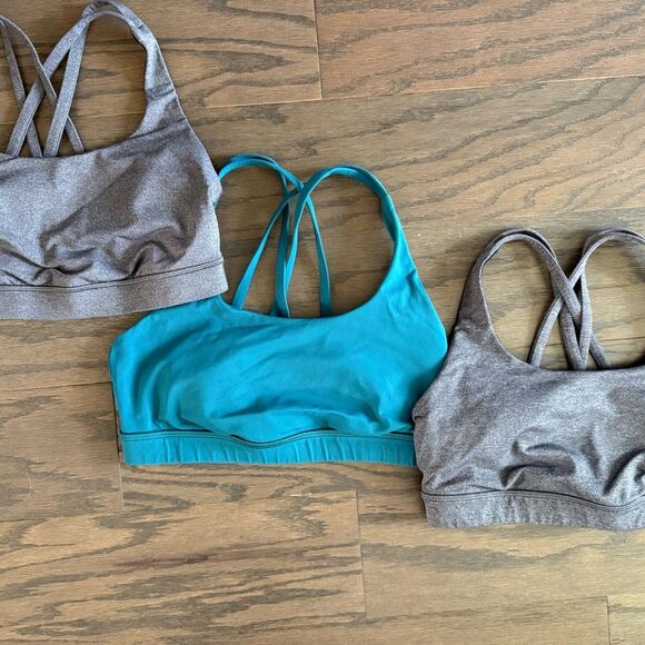 Lululemon Women's Energy Sports Bra Medium Support Set - Teal and Gray Size 6 - Picture 1 of 6